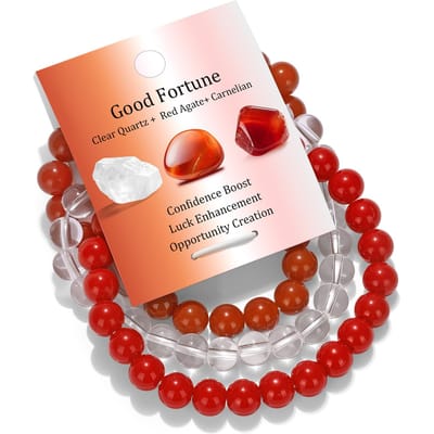 3 Stuks Natuursteen Armband Set voor Vrouwen Zelfgenezing Emotionele Stretch 8mm Kralen Uittrekbaar Stapelbaar Armband Set, Verjaardagscadeau, Mode Sieraden 3pcs rood