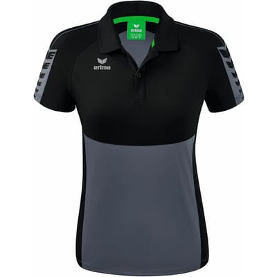 Erima Six Wings Polo Dames - Zwart / Slate Grey | Maat: 36