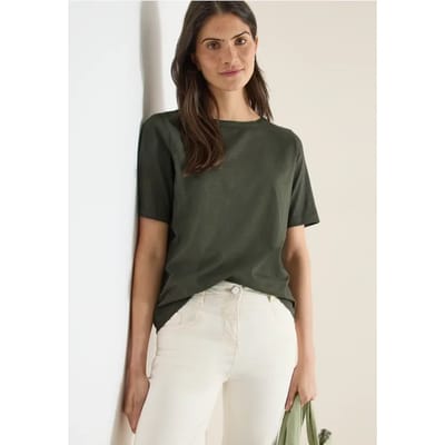 Shirt met korte mouwen en boothals