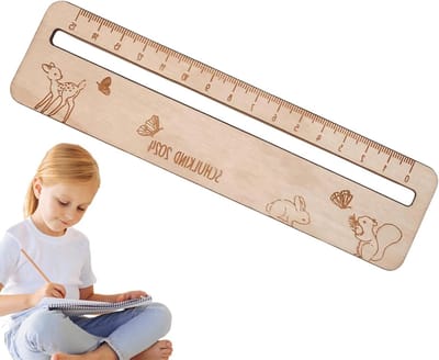 Houten leesliniaal - Geleide tekstband - Concentratie verbeteren - Massief hout - 174 cm - Houtkleur