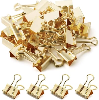 Klemmen metaal, goud, 19 mm, 100 stuks, bindclips voor kantoor en school, papierklemmen, klein