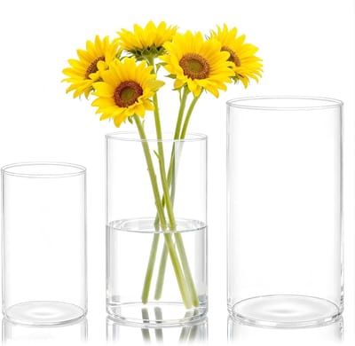 SnelShoppen - Set van 3 Transparante Acryl Vazen, Plastic Cilinder Vazen, Schokbestendig voor Bloemarrangementen, DIY Tafeldecoratie, Bruiloft Decorat