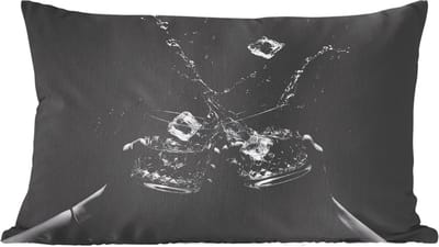 Sierkussens - Kussentjes Woonkamer - 60x40 cm - Whickyglazen - Ijs - Spetters - Zwart