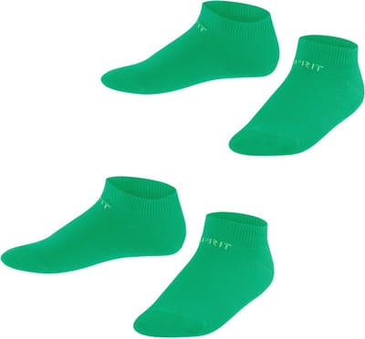 Esprit Foot Logo 2-Pack kort eenkleurig katoen multipack sneakersokken enkelsokken kinderen groen - maat 27-30
