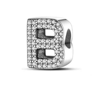 RomyStones – Letter Bedel B – 925 Sterling Zilver – Zirkonia – Voor aan je Bedelarmband