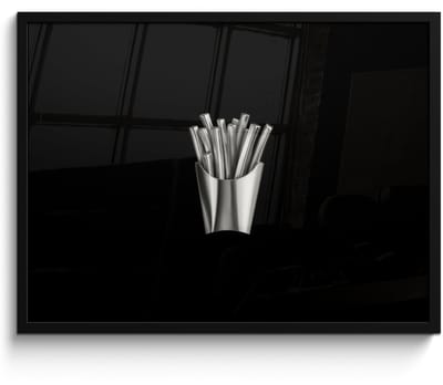 Poster in lijst - Fotolijst 80x60 cm - Posters - Frietjes - Futuristisch - Zilver - Posterlijst zwart - Decoratie - Wanddecoratie woonkamer - Muurdecoratie slaapkamer