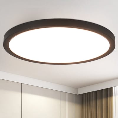 NETTLIFE Plafondlamp LED - 30cm - Zwart - rond - 4000K Neutraal wit Licht - Modern Plafondverlichting - Plafondlamp plat - voor Slaapkamer | Woonkamer | Keuken- 24W