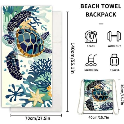 1 stuks Schildpad Strandlaken Vakantie Strand Anti-vlekken Anti-zand Sneldrogend Reizen Zwemmen Multifunctioneel Strandlaken 70*140cm
