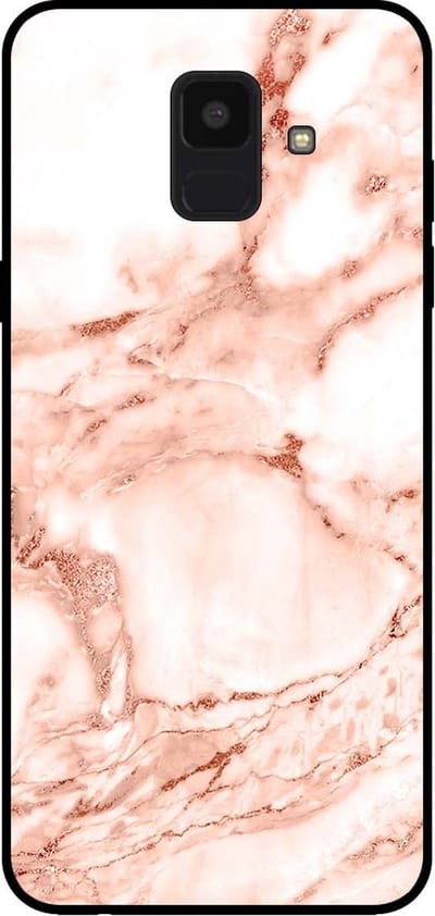 Smartphonica Telefoonhoesje voor Samsung Galaxy A6 2018 marmer look - backcover marmer hoesje - Wit Rosé Goud geschikt voor Samsung Galaxy A6 2018
