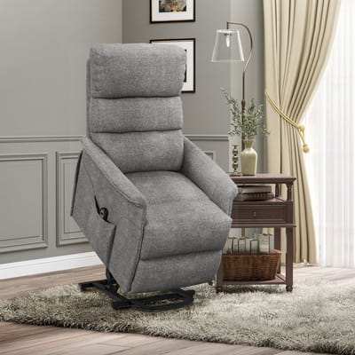 MODFU - Relaxfauteuil - Elektrische Opstahulp En Verstelbare Rugleuning - Met Zijvak - Polyester - Grijs - 66 X 90 X 96 Cm