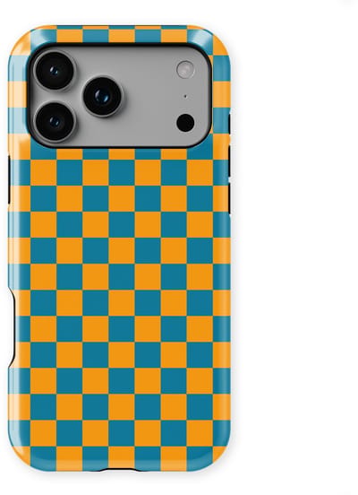Design Hoesje geschikt voor iPhone 17 Pro | Geschikt Voor Mag | Tiny Squares Checkered Print | Backcover geschikt voor iPhone 17 Pro Petrol Pop
