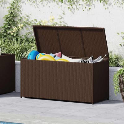 Tuin Opbergdoos - Tuinkist Kussenbox - Tuinspullen Opbergen - Weerbestendig Rotan - 120x50x60 cm - Bruin
