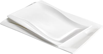 Diamond Bordenset – Ontbijtborden – 2 delig – Wit Keramisch – Snackschotel – Lange Borden – Kleurrijke presentatie
