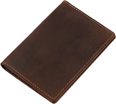 Handgemaakte portemonnee van echt leer - minimalistische kaarthouder - unisex, geschikt voor zakenreizen en dagelijks gebruik - handgemaakt cadeau - bruin - 1 stuk