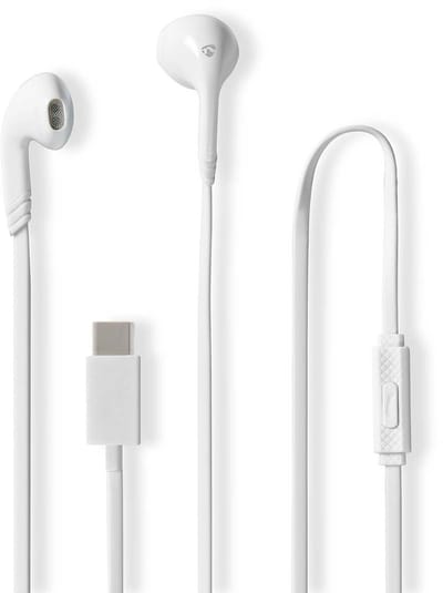 Nedis Bedrade Koptelefoon - USB-C - Kabellengte: 1.20 m - Ingebouwde microfoon - Volumebediening - Wit