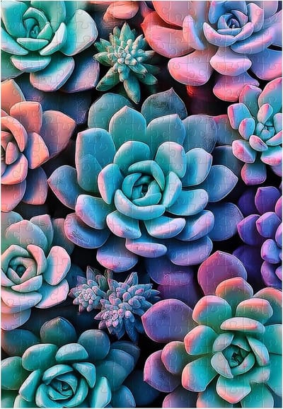 Uitdagende Houten Legpuzzel Volwassenen 300 Stukjes - Kleurrijke Vetplanten