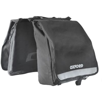 Oxford dubbele fietstas - Fietstas - Dubbele fietstas met handgreep - Reflecterende details - 2x 10 Liter - Zwart - Waterafstotend - Elektrische fietstas - 20 liter totaal