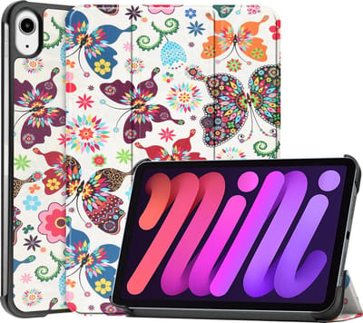 Hoesje - Geschikt voor Apple iPad Mini 6 (2021) - 8.3 inch - 6e Generatie - Dun & Stevig - Hardcover Book Case - Trifold Bookcase Hoes - Hard Cover - Tablethoes - Vlinders
