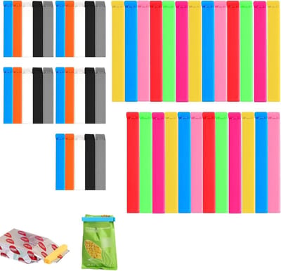Set van 50 voedselzak clips voor het afsluiten van zakken - 25 x 6 cm + 25 x 11 cm - luchtdichte sluitingen voor chips, brood en hondenvoer