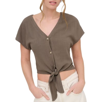 regular fit blousetop van mix van viscose en linnen model 'SIESTA'