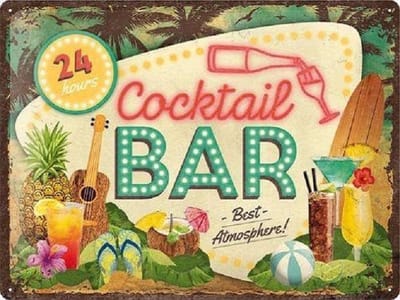 Nostalgic Art Metalen Bord Cocktail Bar 30x40CM  Funnymetalsigns