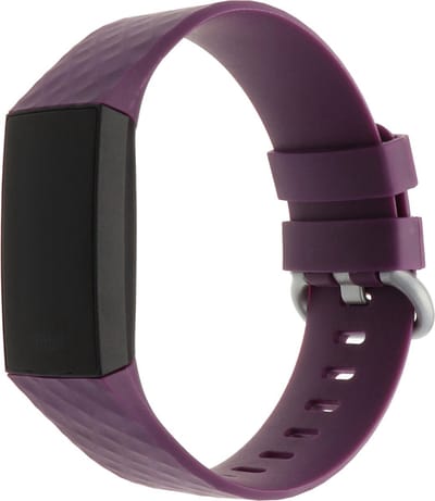New Age Devi - Polsbandje Sport Wafel Bandje geschikt voor Fitbit Charge 3 4 - Donkerpaars - Maat SM - Horlogebandje Armbandje Polsbandje