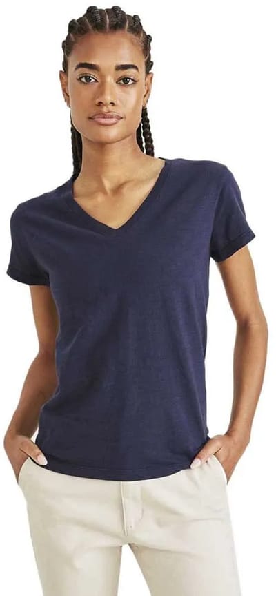 Dockers A1759 T-shirt Met Korte Mouwen En V-hals Blauw L Vrouw