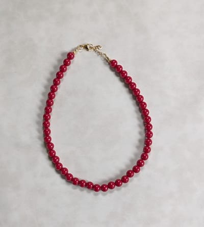 SWAN - halsketting - kralenketting - statement ketting - necklace - Milaan - kleine kralen - acryl - 10mm - wijnrood - donker rood