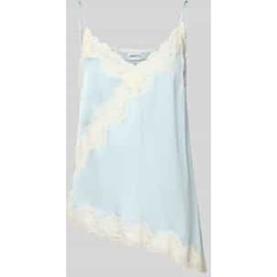 Blousetop van viscose met kant