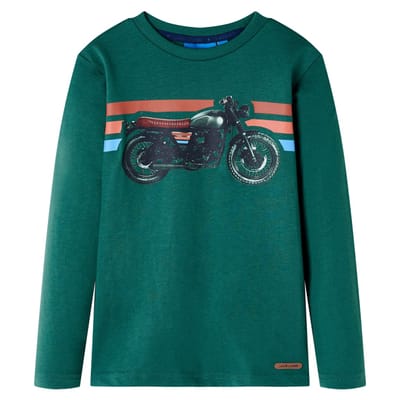vidaXL - Kindershirt - met - lange - mouwen - 92 - groen