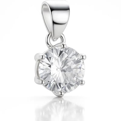 Zilveren Kettinghanger Rond Zirkonia 7 mm - Zilveren Dames Kettinghanger Ronde Zirkonia - Zilver 925 - Amona Jewelry