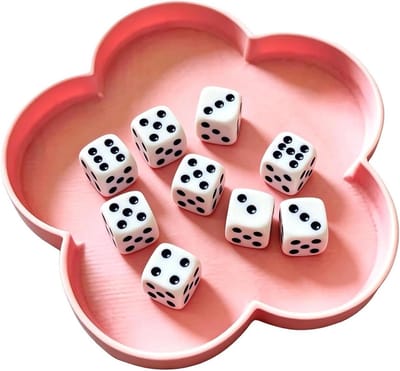 Dobbelmat Bloemvormig - Dobbelbak Tafelrolbak - Spelavonden Organiseren - Charmant Bloemontwerp - 11x4cm - Roze
