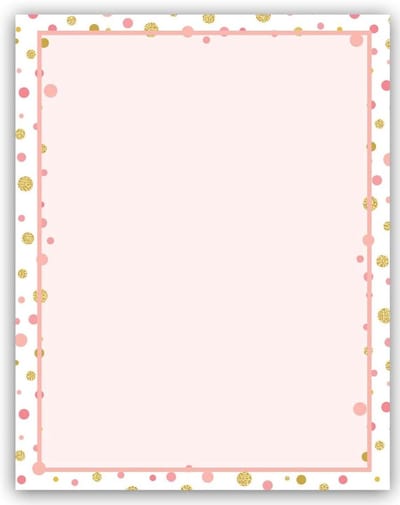 Briefpapier met rand - Papier met stippen - Creatief schrijven - Puntrand ontwerp - 60 vellen - Lichtroze