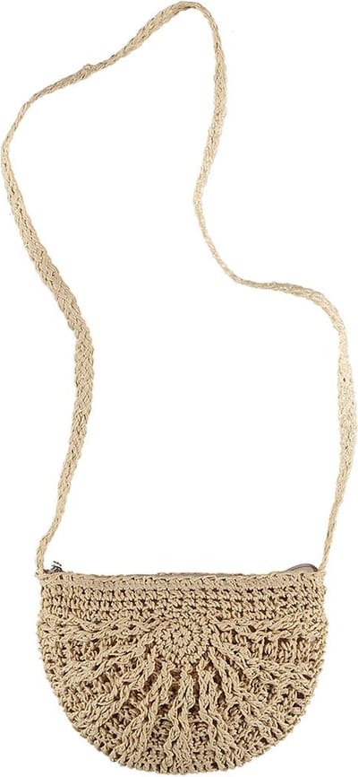 Sarlini - Schoudertasje - Dames - Handtas vrouw - Festival tasje - Tasje klein - Polyester - 26,5 x 17 cm - beige