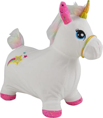 Opblaasbaar springdier - Hoppa dier - Motoriek oefenen - Met luchtpomp - 57 x 27 x 50 cm - Bruin paard