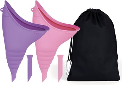 Herbruikbare Plastuit Voor Vrouwen - 2 Stuks - Vrouwen Urinoir - Plaskoker voor Festivals/Reizen/Kamperen - Emergency WC - Camping Toilet - WC voor in de Auto - Flexibel siliconen - Reizen, Wandelen, Kamperen