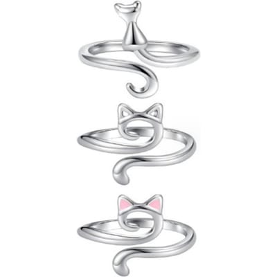 Lot de 3 anneaux de crochet réglables en alliage de zinc pour chat, guide de fil ouvert, anneau de support pour les doigts, pour le bricolage