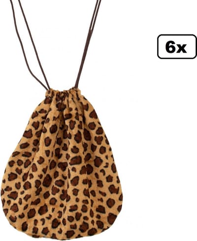 6x Buidel tas panter 23cm x 20cm - tas buidel panter dier print thema feest festival verjaardag