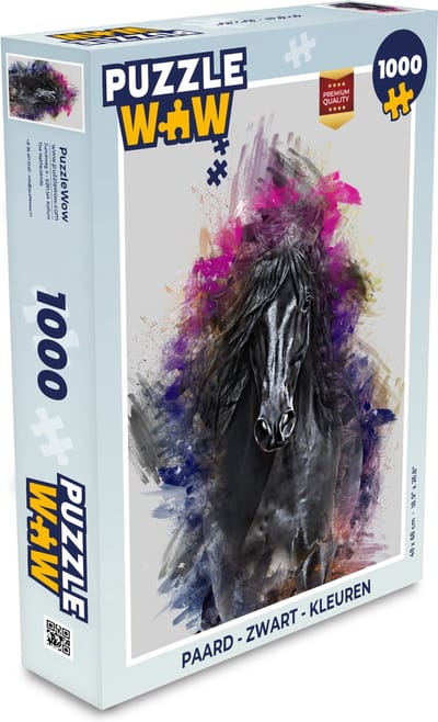 Puzzel Paard - Zwart - Kleuren - Legpuzzel - Puzzel 1000 stukjes volwassenen