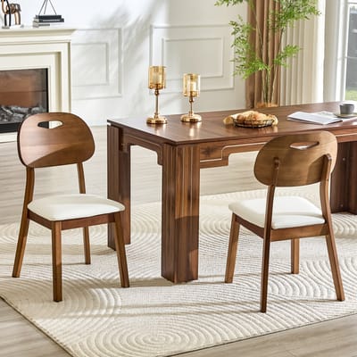 Eetkamerstoel - Onbekend - Eetkamerstoel set 2 stuks ovale rugleuning houten stoel met handgreep design - eetkamer, woonkamer - Onbekend - Onbekend
