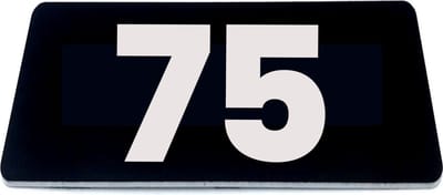 Nummerplaatje 75 - 80 x 50 x 1,6 mm - Zwart/wit - incl. 3M-tape | Nummerbordje - Deur en kamernummer - brievenbusnummers - Gratis verzending - 5 jaar garantie