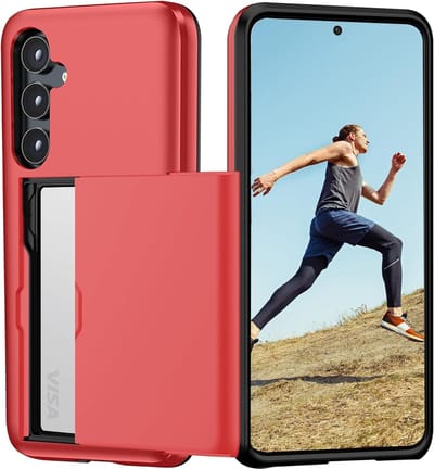 Hoesje Geschikt voor Samsung S23 Hoesje Rood - shockproof Backcover met pasjeshouder - Ruimte voor 2 pasjes