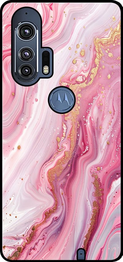 Smartphonica Telefoonhoesje Geschikt voor Motorola Edge Plus met marmer opdruk - TPU backcover case marble design - Roze geschikt voor Motorola Edge Plus
