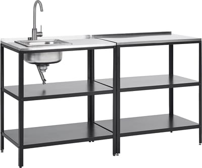 VILAMA - Tuin kookeiland - Zwart - 2-delig - RVS