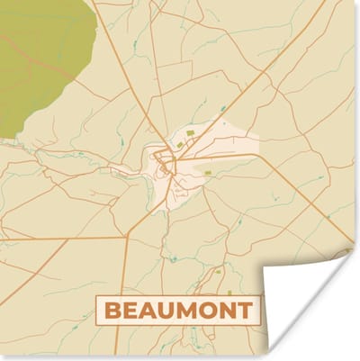 Poster Beaumont - Plattegrond - Stadskaart - Vintage - Kaart - 100x100 cm XXL