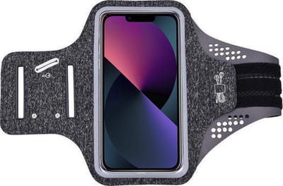 Geschikt voor iPhone 13 Mini hardloop telefoonhouder – armband - sportband - van stof - Zwart