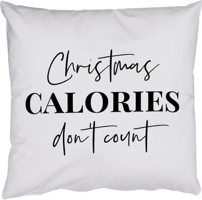 Sierkussens - Kussentjes Woonkamer - 50x50 cm - Kerst quote - Winter - Christmas calories - Wit - Kerstdecoratie voor binnen - Kerstversiering woonkamer decoratie - Kerstmis versiering in huis - Christmas decorations - Kerstaccessoires