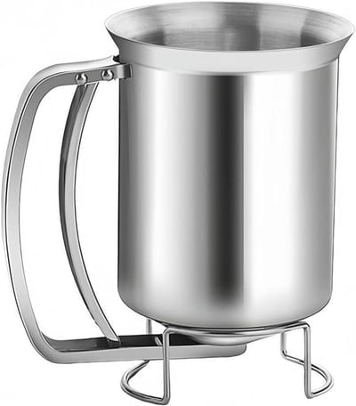 Beslag Dispenser - Deeg Trechter - Pannenkoeken Bakken - Morsvrij Ontwerp - 680ml Inhoud - Zilver