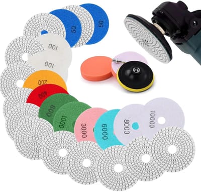 Diamant Polijstschijven Set 125mm - 10 Delig voor Nat/Droog Polijsten Steen, Graniet en Beton - Inclusief M14 Adapter