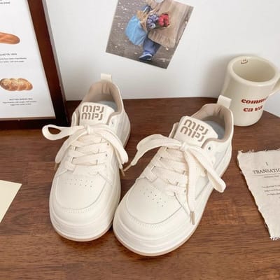 Melkwit Door Net Kleine Witte Schoenen Dames Platform Lente en Herfst Nieuwe Niche Ronde Neus Broodschoenen Veelzijdige Boardschoenen 40 gray